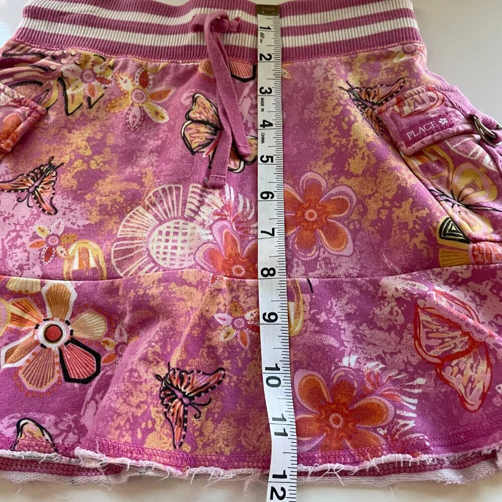 The Children's Place Girls Skirt Skort Size 6X/7 Ruffle Butterflies Flowers Pink